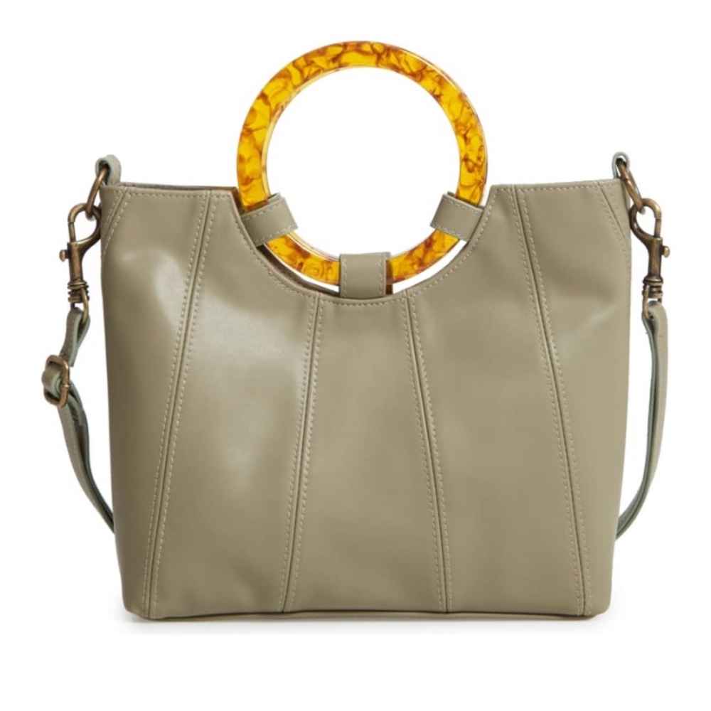 Small Round Handle Tote olive green